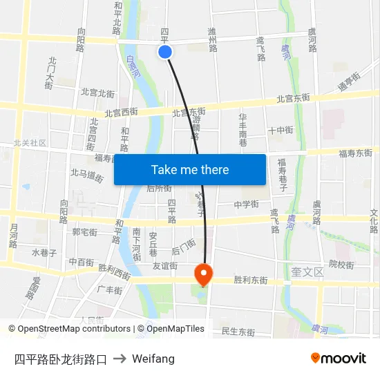 Siping Road Wolong Street Intersection to Weifang map