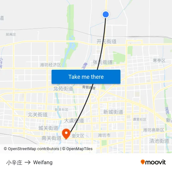 Xiaoxin Village to Weifang map