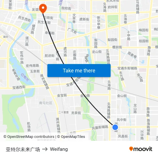 Yate'er Future Plaza to Weifang map