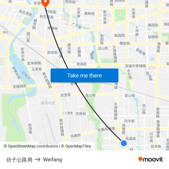 Fangzi Highway Bureau to Weifang map
