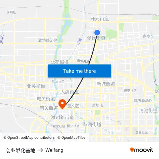 Business Incubation Base to Weifang map