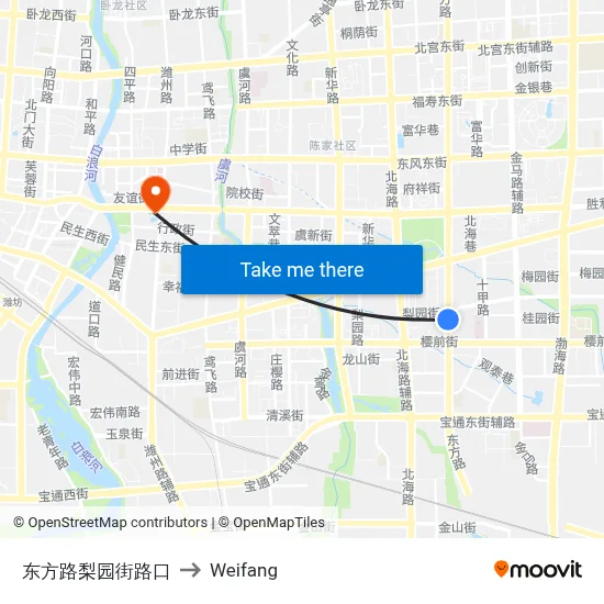 Dongfang Road & Liyuan Street Intersection to Weifang map