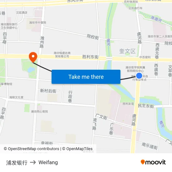 Pudong Development Bank to Weifang map