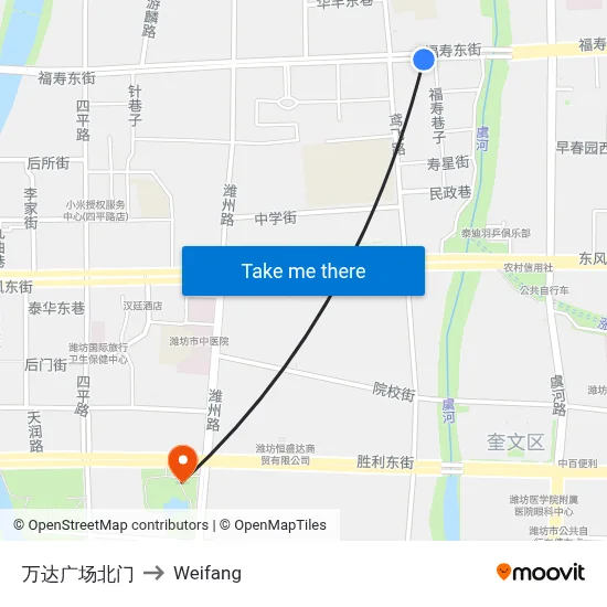 Wanda Plaza North Gate to Weifang map