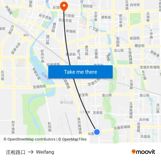 庄检路口 to Weifang map
