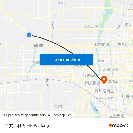 三安子村西 to Weifang map