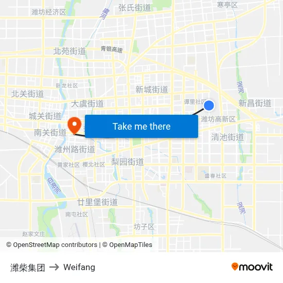 潍柴集团 to Weifang map