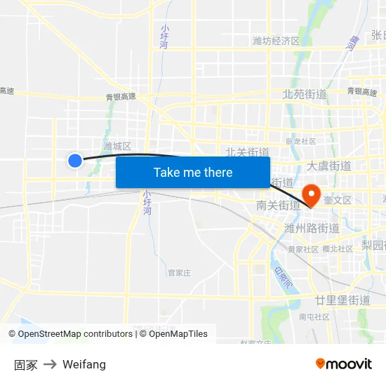 Guzhong to Weifang map