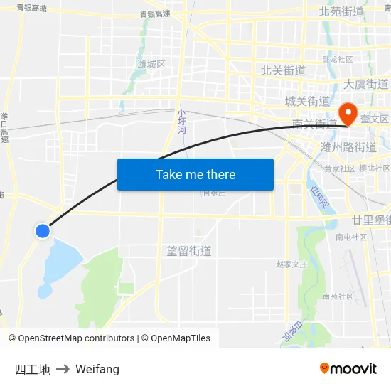 四工地 to Weifang map
