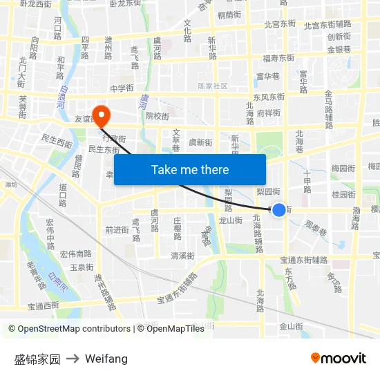 盛锦家园 to Weifang map