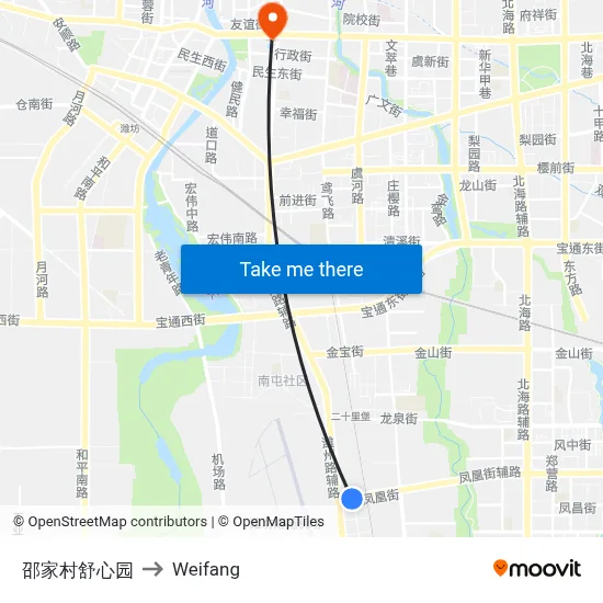 Shaojia Village Shuxin Garden to Weifang map