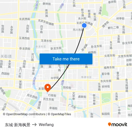 东城·新海枫景 to Weifang map