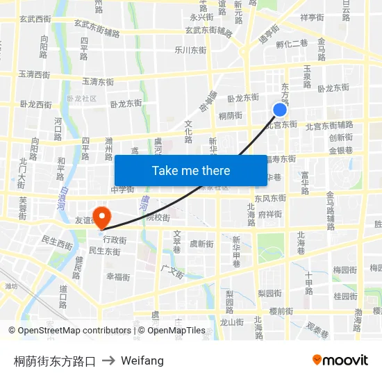 Tongyin Street-Dongfang Road Intersection to Weifang map