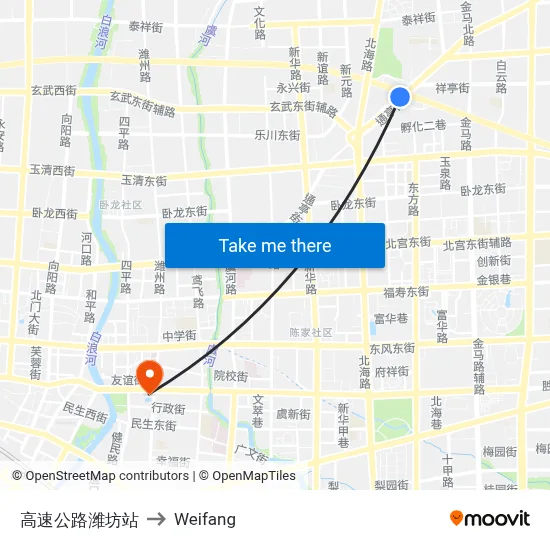 Highway Weifang Station to Weifang map