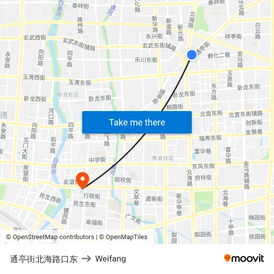 通亭街北海路口东 to Weifang map
