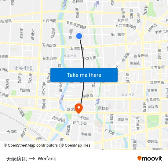 天缘纺织 to Weifang map