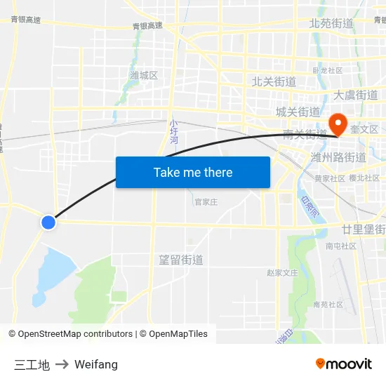 Third Work Site to Weifang map