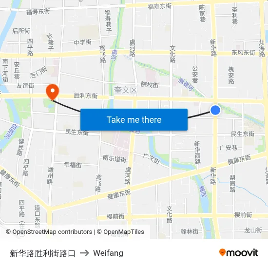 新华路胜利街路口 to Weifang map
