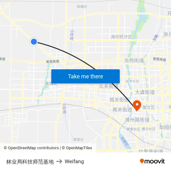 林业局科技师范基地 to Weifang map