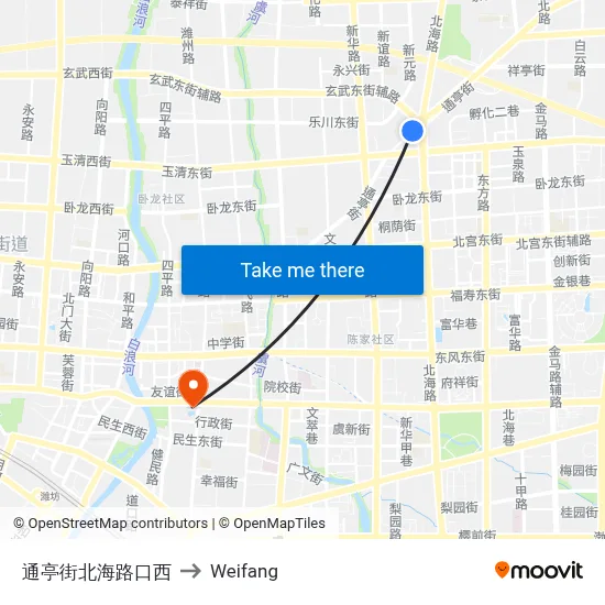 通亭街北海路口西 to Weifang map