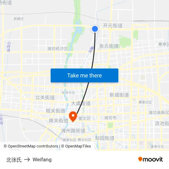北张氏 to Weifang map