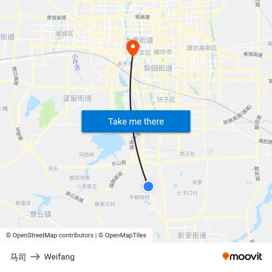 Ma Si to Weifang map