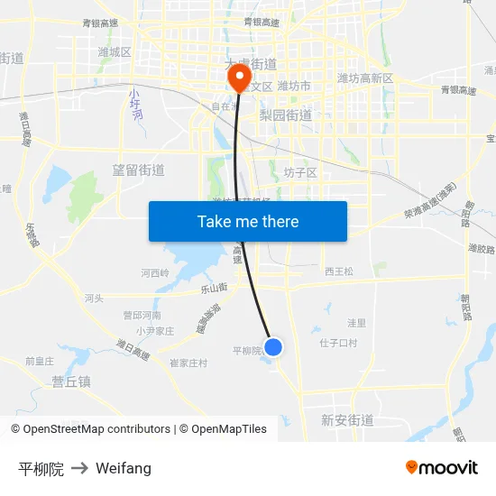 平柳院 to Weifang map