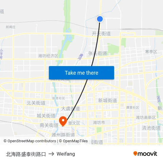 北海路盛泰街路口 to Weifang map