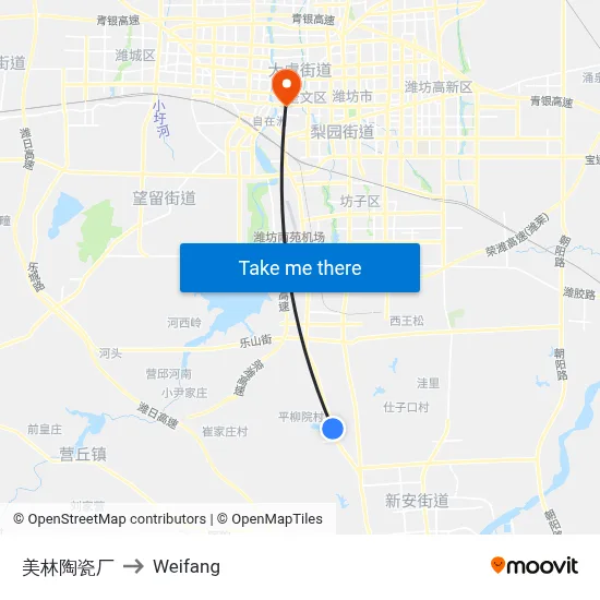 美林陶瓷厂 to Weifang map