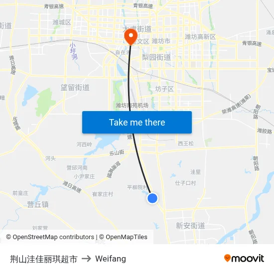 荆山洼佳丽琪超市 to Weifang map