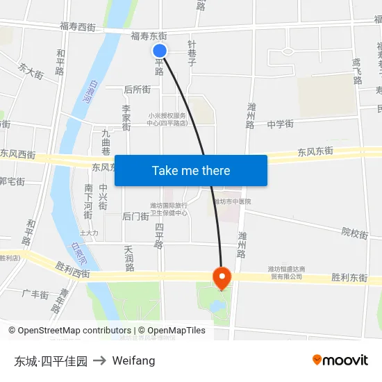 东城·四平佳园 to Weifang map