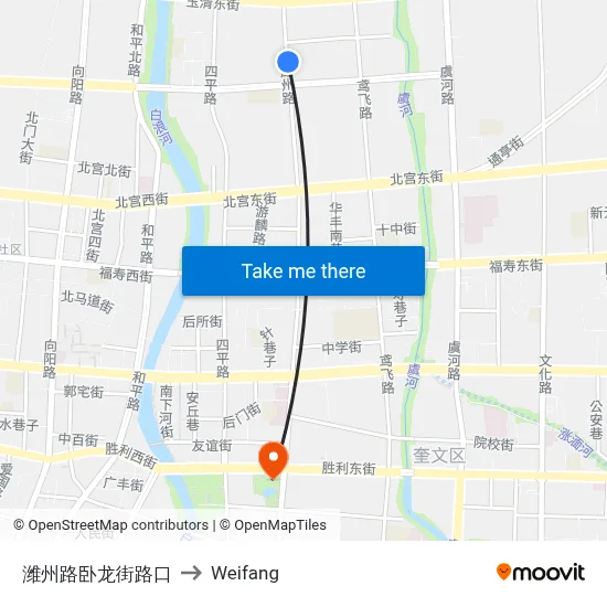潍州路卧龙街路口 to Weifang map