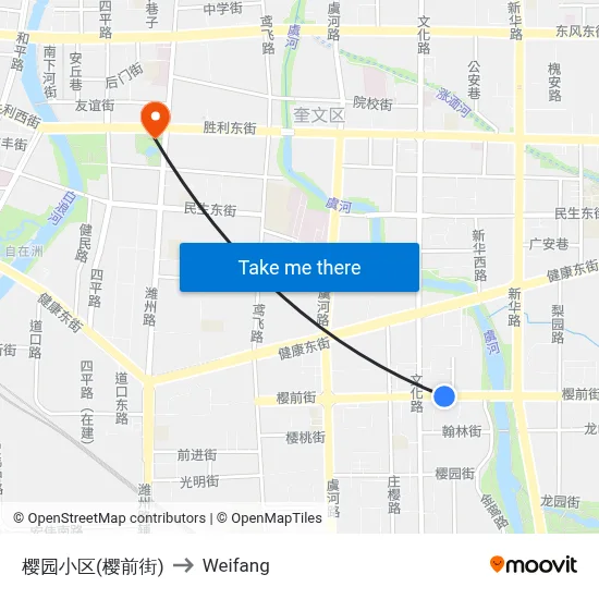 樱园小区(樱前街) to Weifang map