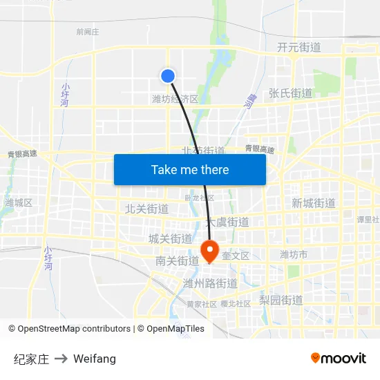 纪家庄 to Weifang map