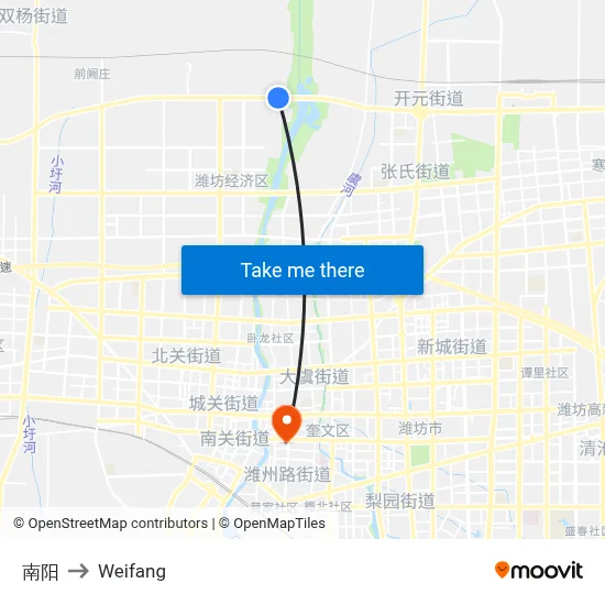 南阳 to Weifang map