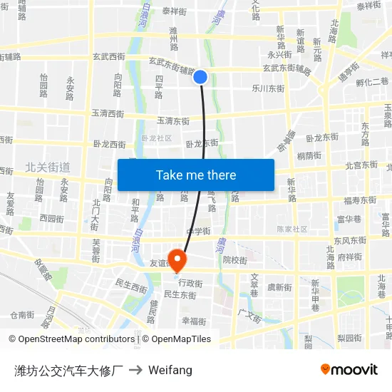 潍坊公交汽车大修厂 to Weifang map