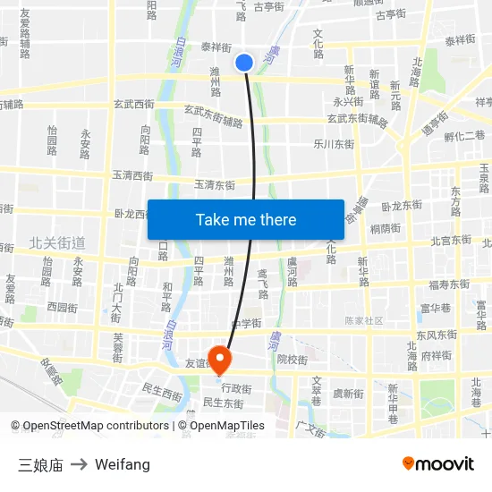 三娘庙 to Weifang map