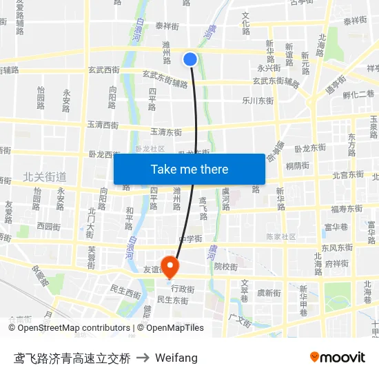 Yuanfei Road-Jinan-Qingdao Expressway Interchange to Weifang map