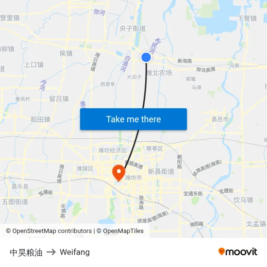 中昊粮油 to Weifang map