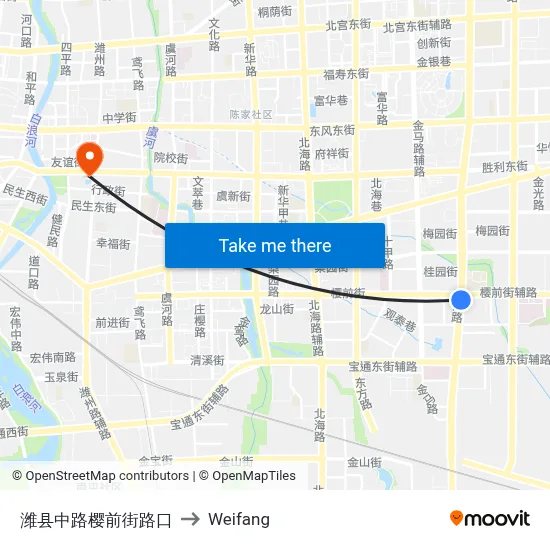 潍县中路樱前街路口 to Weifang map