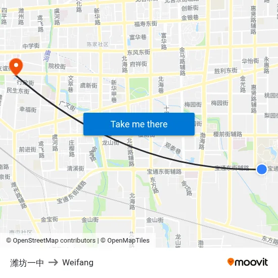 潍坊一中 to Weifang map