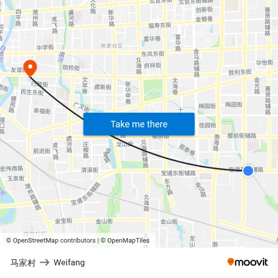 马家村 to Weifang map