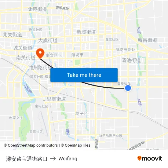 Wei'an Road Baotong Street Intersection to Weifang map