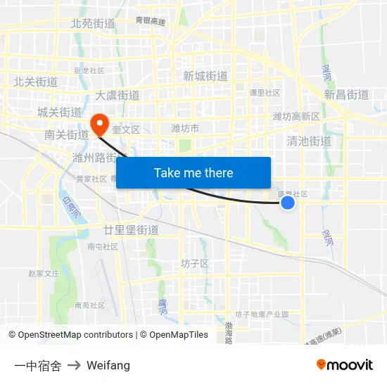 一中宿舍 to Weifang map