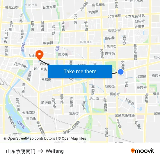 山东牧院南门 to Weifang map