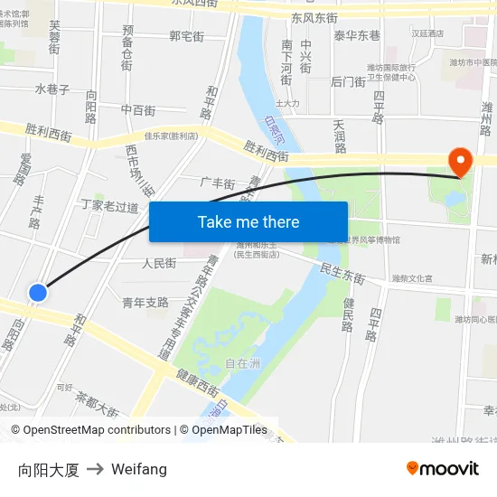 Xiangyang Building to Weifang map