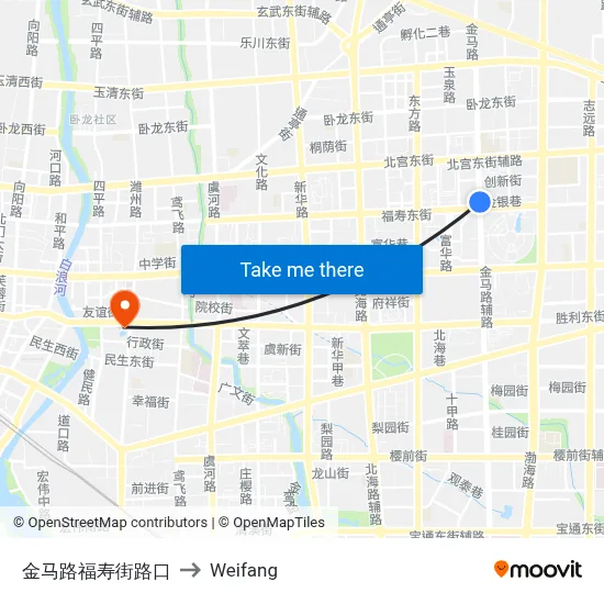 金马路福寿街路口 to Weifang map