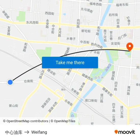 中心油库 to Weifang map