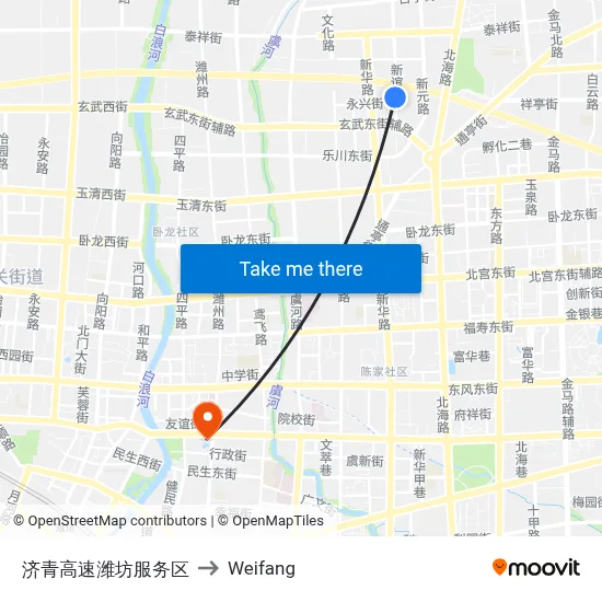 济青高速潍坊服务区 to Weifang map
