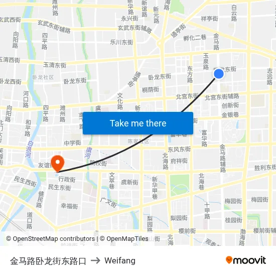 金马路卧龙街东路口 to Weifang map